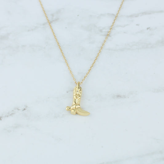 Gold plated cowboy boot neckalce