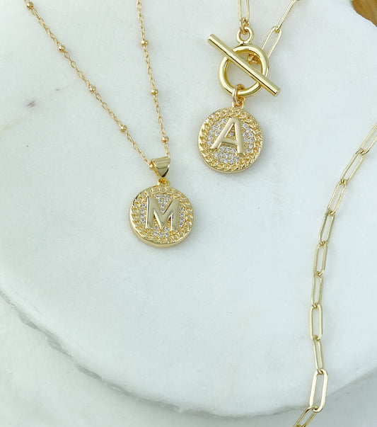 Initial Paperclip Toggle Necklace