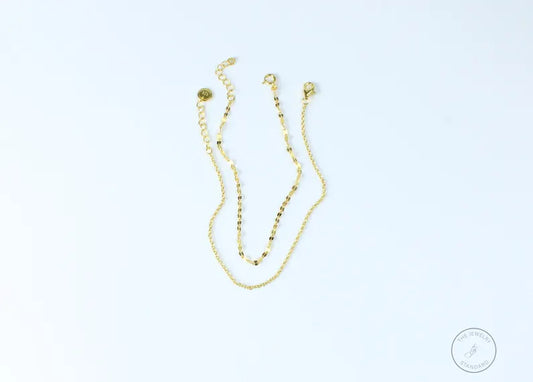 •14K high quality gold plating over Sterling Silver Base Metal
•Includes: 1 lace chain bracelet, 1 cable chain bracelet
•Bracelets will come with a 1.5" extender for adjusting unless otherwise requested