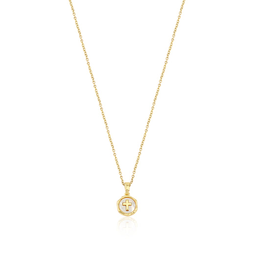 Cross Necklace With Shell Inlay