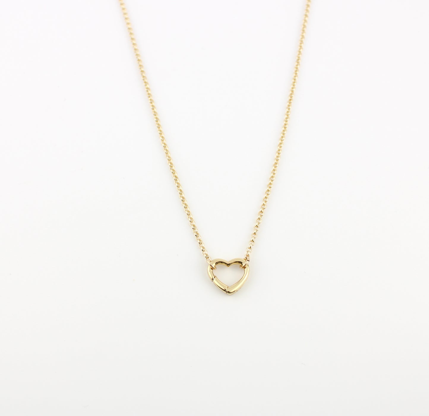 Charm Necklace Holder, 16K Gold Rolo chain necklace with openable Heart Charm ring, Gold necklace, gift for her, new jewelry, Chain Necklace