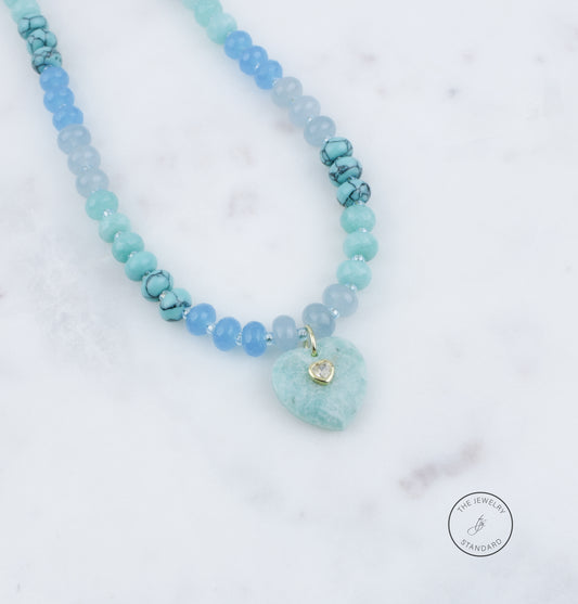 Amazonite Beaded Heart Necklace