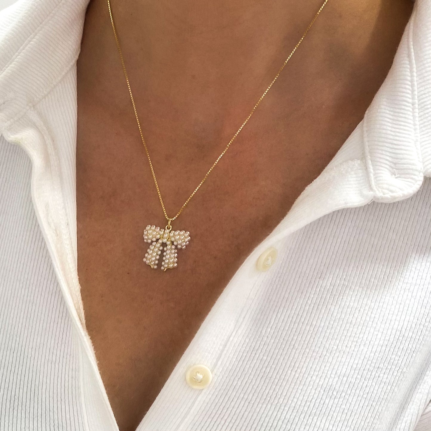 Pearl Bow Necklace