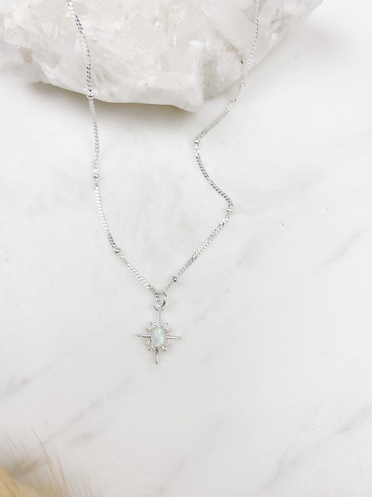 Silver Opal Star Necklace