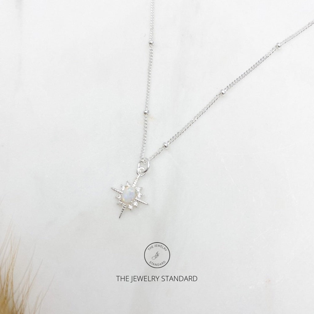 Silver Opal Star Necklace