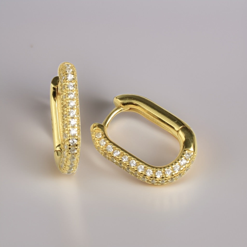 Pave Paperclip Earrings