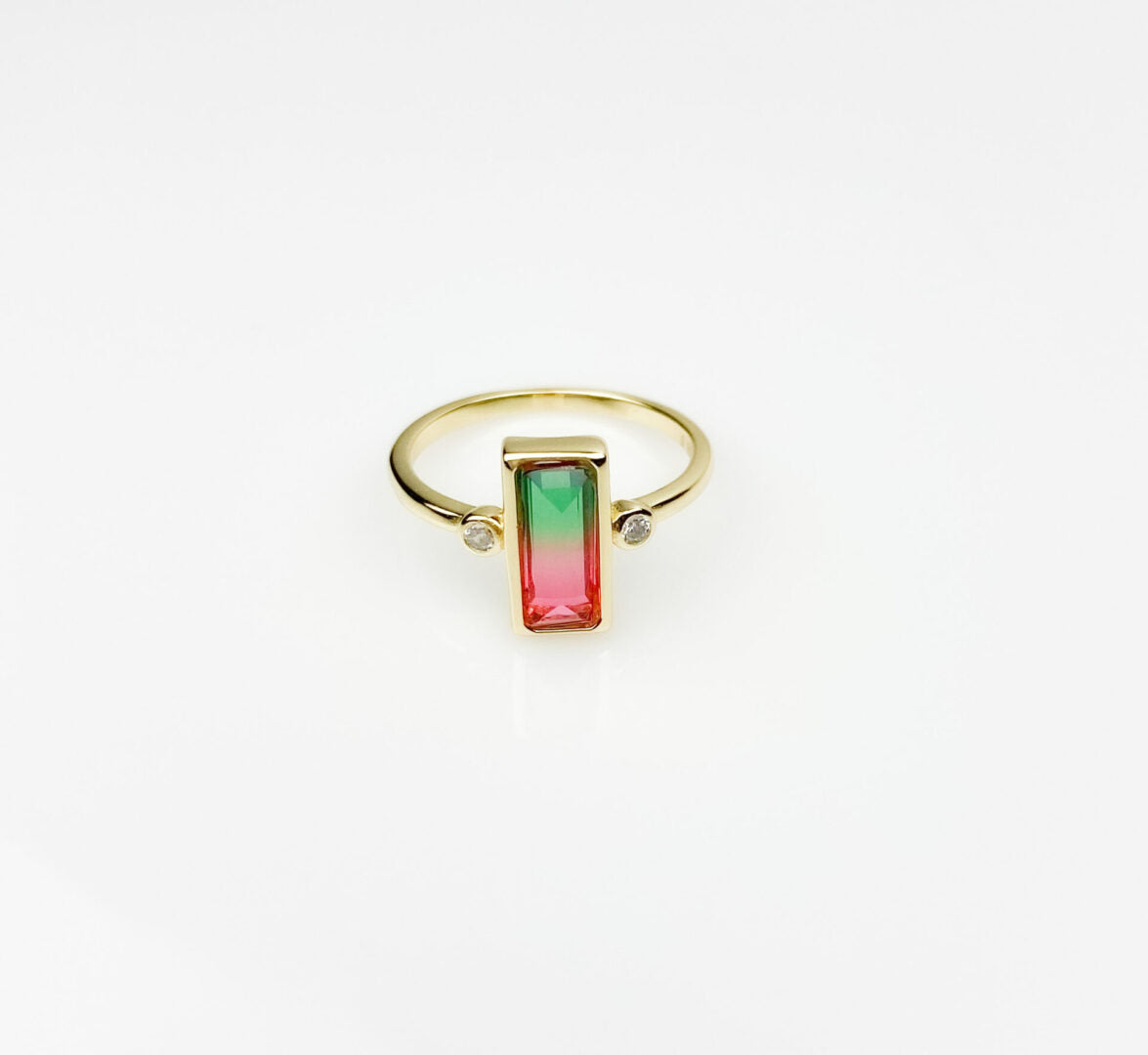 Watermelon tourmaline ring