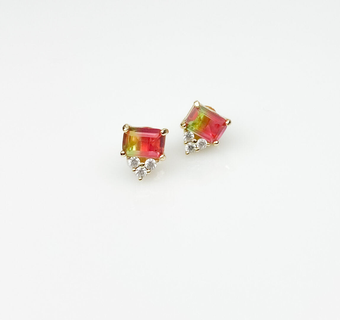 Watermelon tourmaline stud earrings