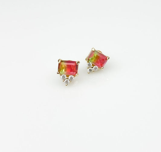 Watermelon tourmaline stud earrings