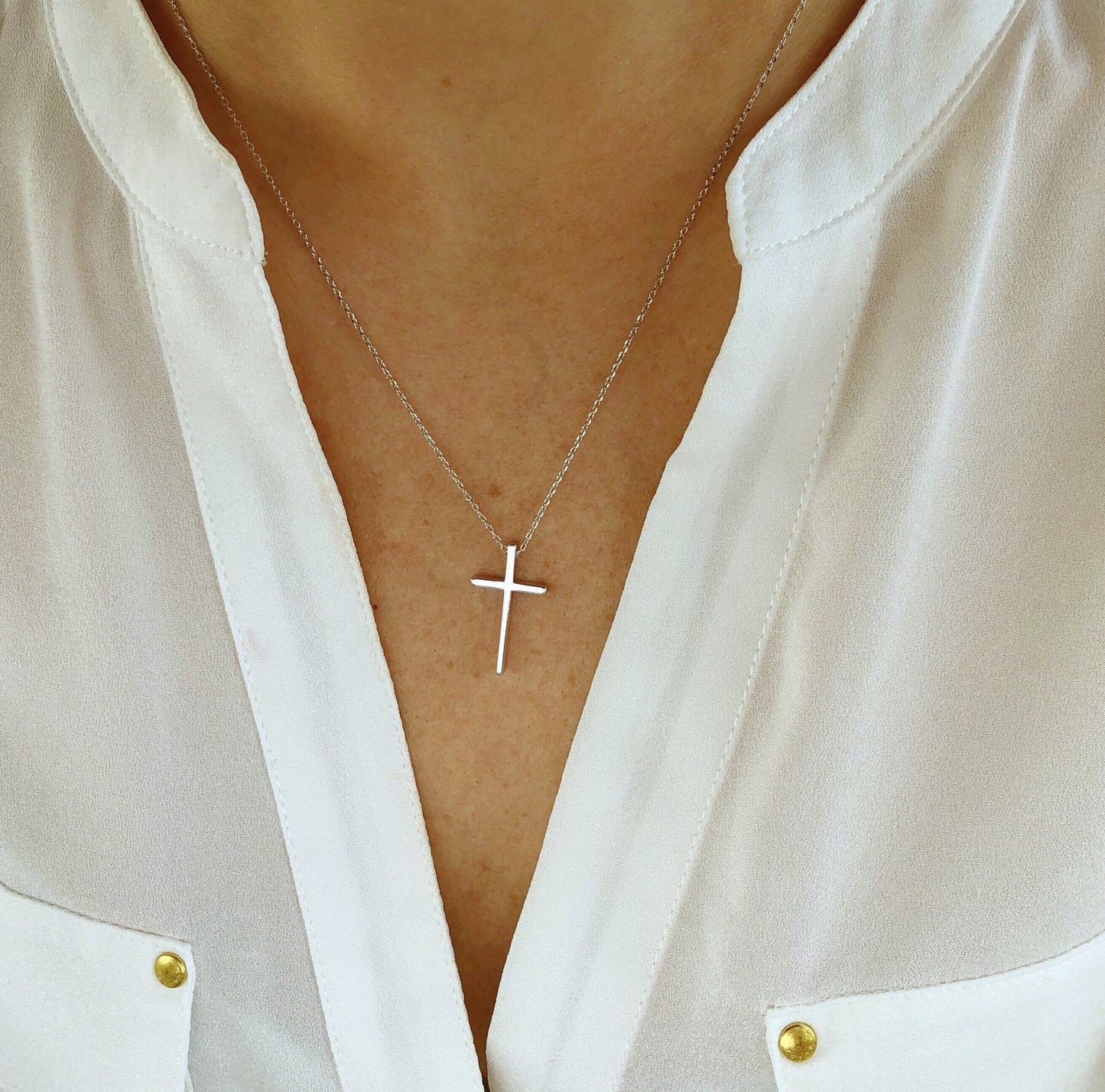 Silver cross necklace