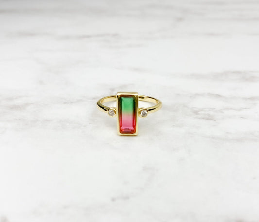 Watermelon tourmaline ring