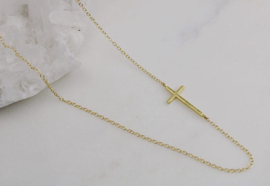 Sideways Cross Necklace
