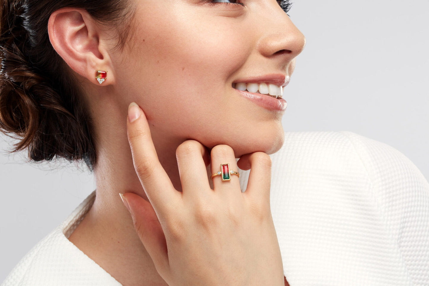 Watermelon tourmaline ring