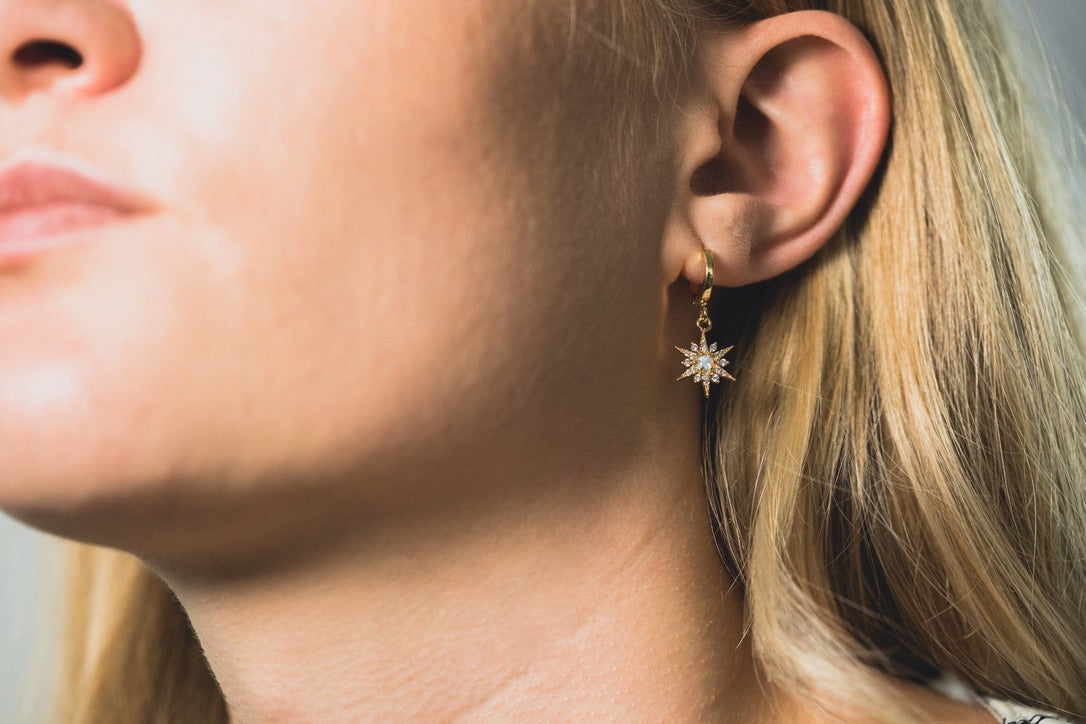Opal Star and Moon Earrings