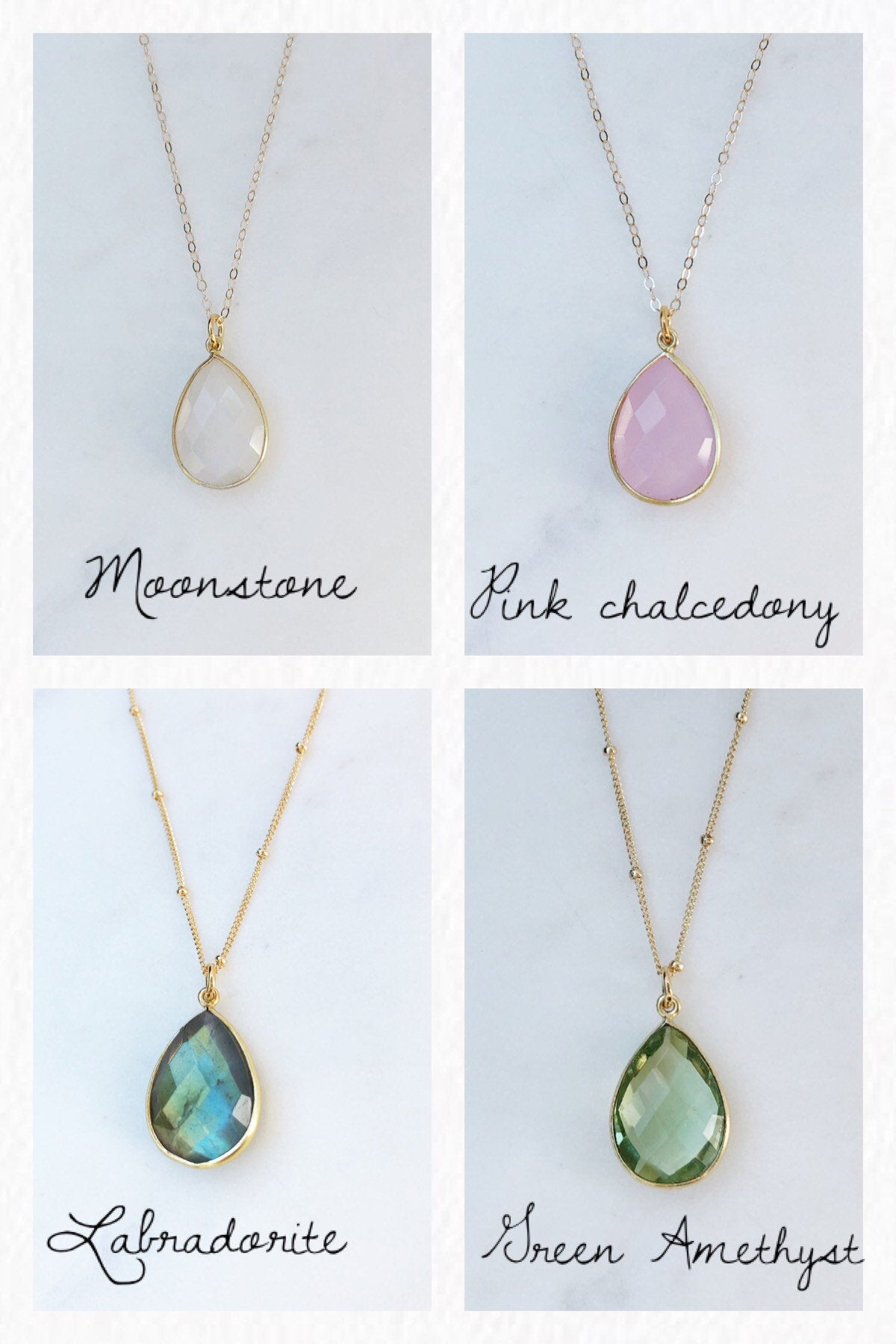 Gemstone Necklace With Initial