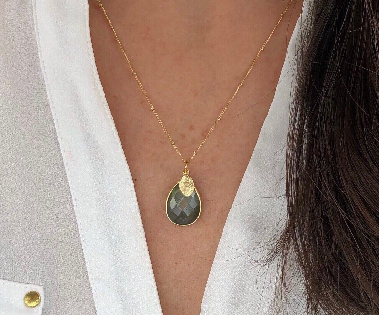 Gemstone Necklace With Initial