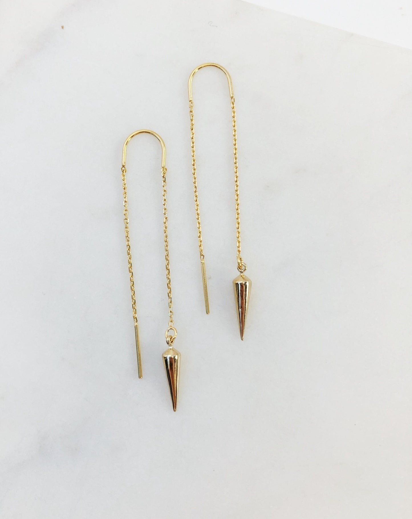 Gold earrings, Threader earrings, spike earrings, spike threader earrings, womens earrings, birthday gifts for her, gifts for women
