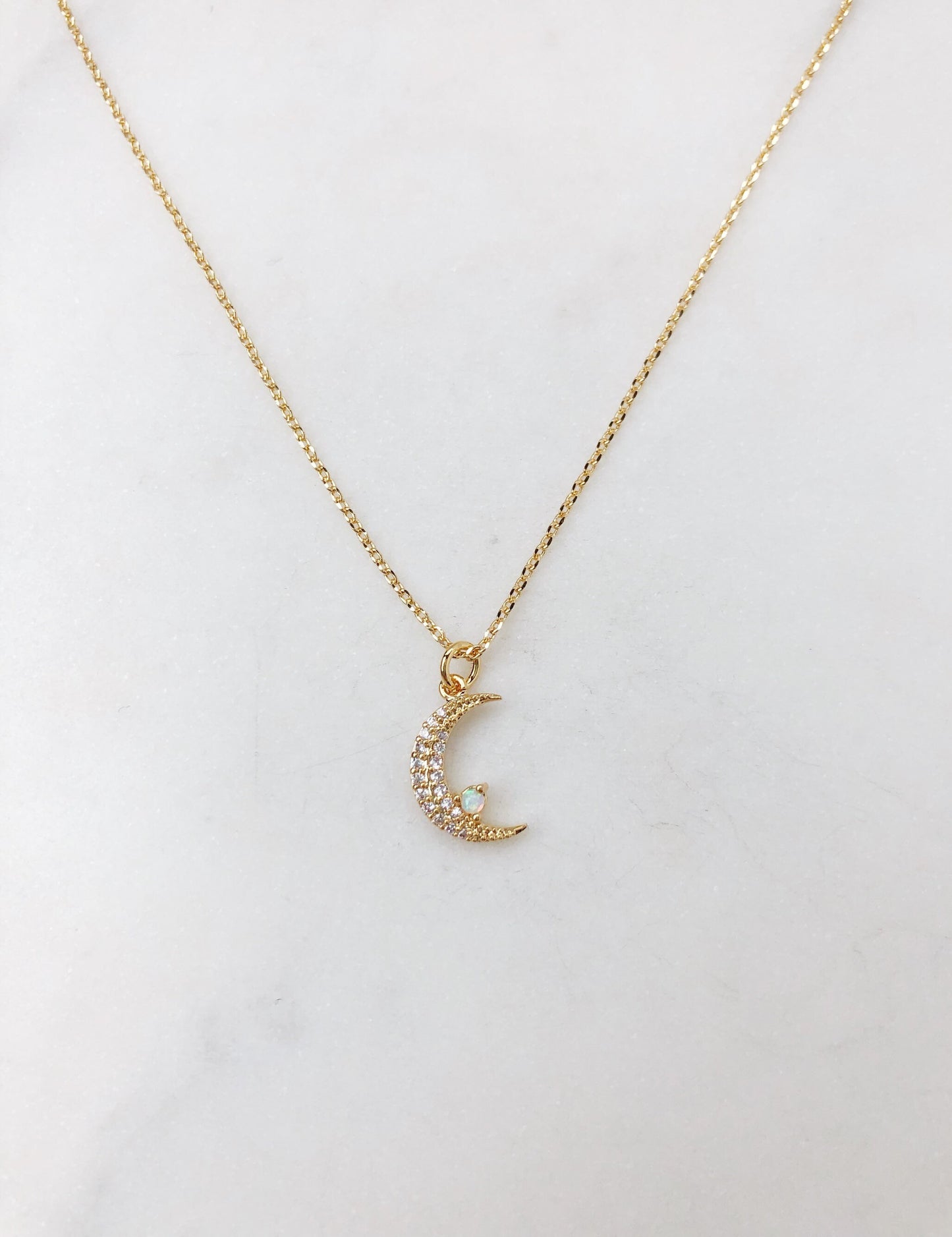 Moon necklace, opal necklace, dainty necklace, necklaces for women, gold necklace, opal necklace, dainty jewelry, birthday