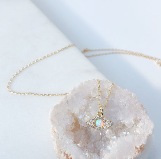 Opal Evil Eye Necklace