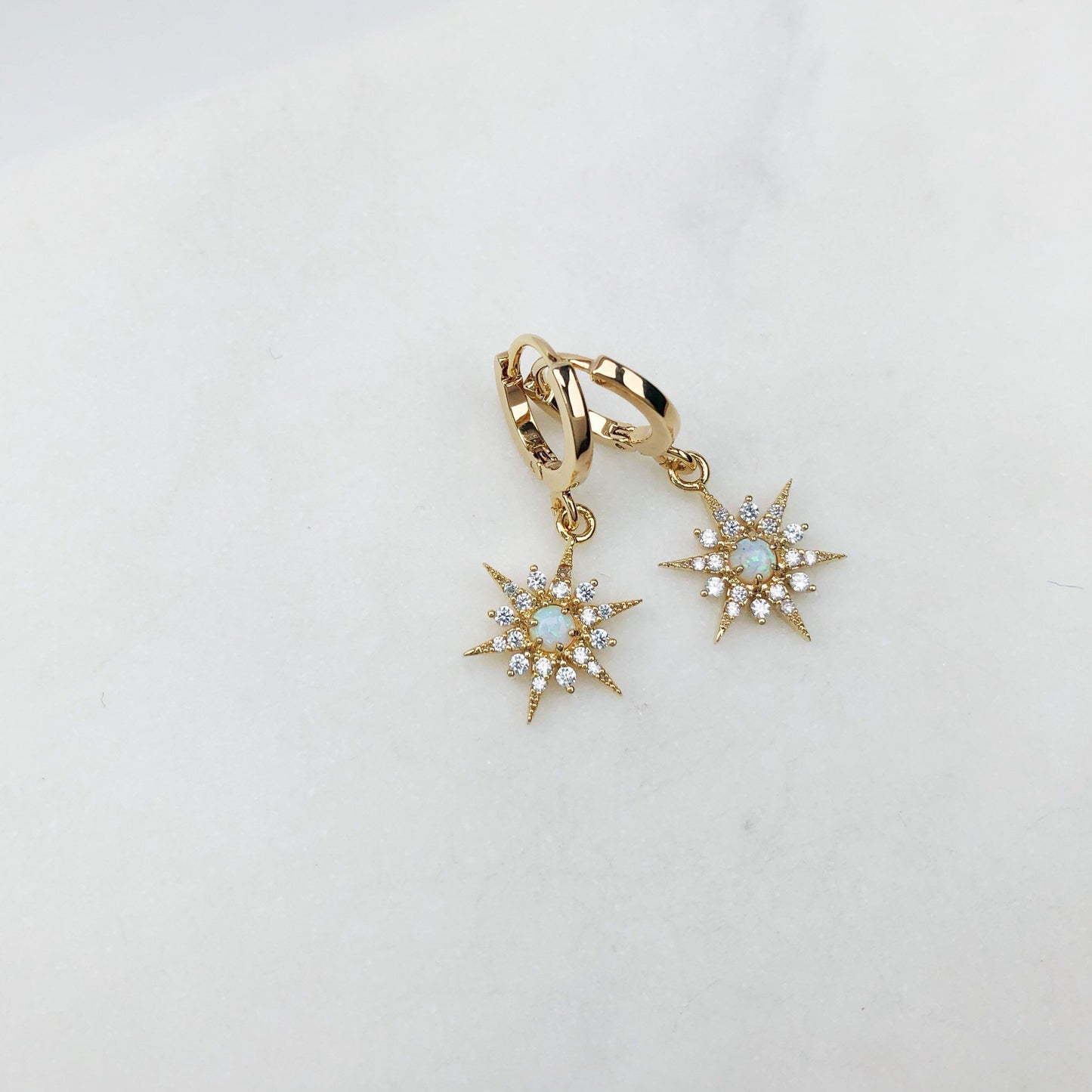 Opal Star Earrings