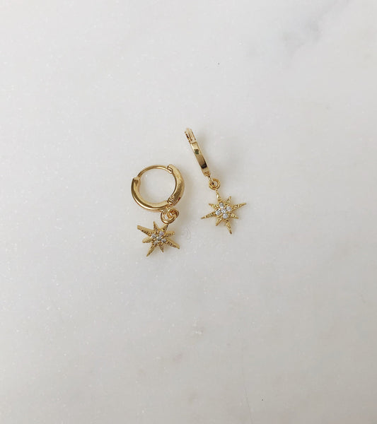 Huggie Hoop Starburst Earrings