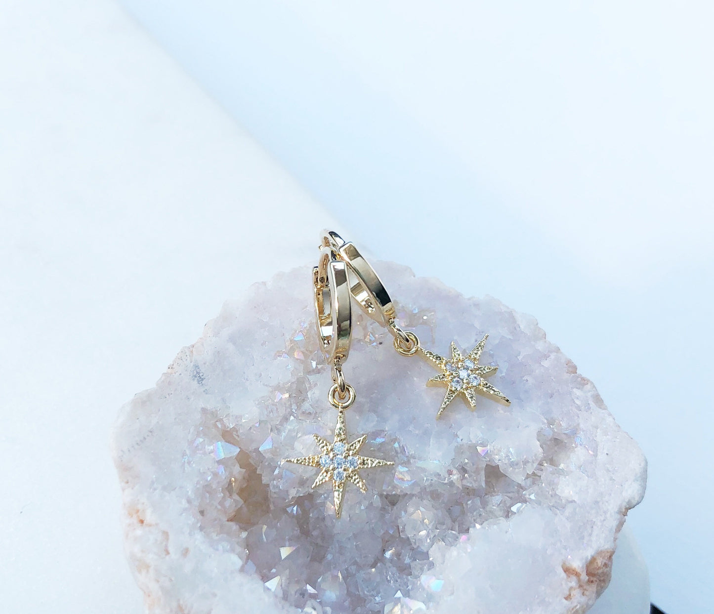 Huggie Hoop Starburst Earrings