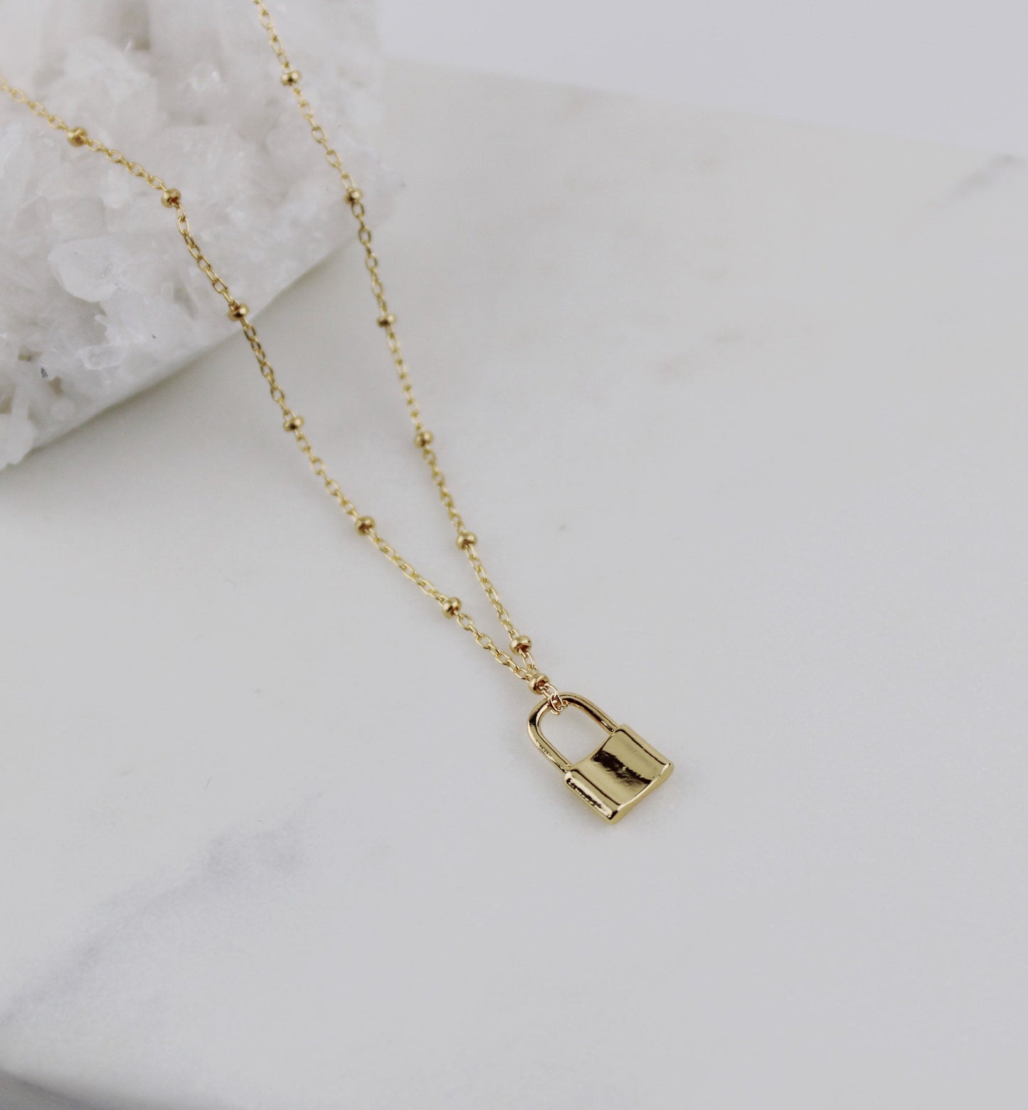 Lock Necklace in Gold or Silver