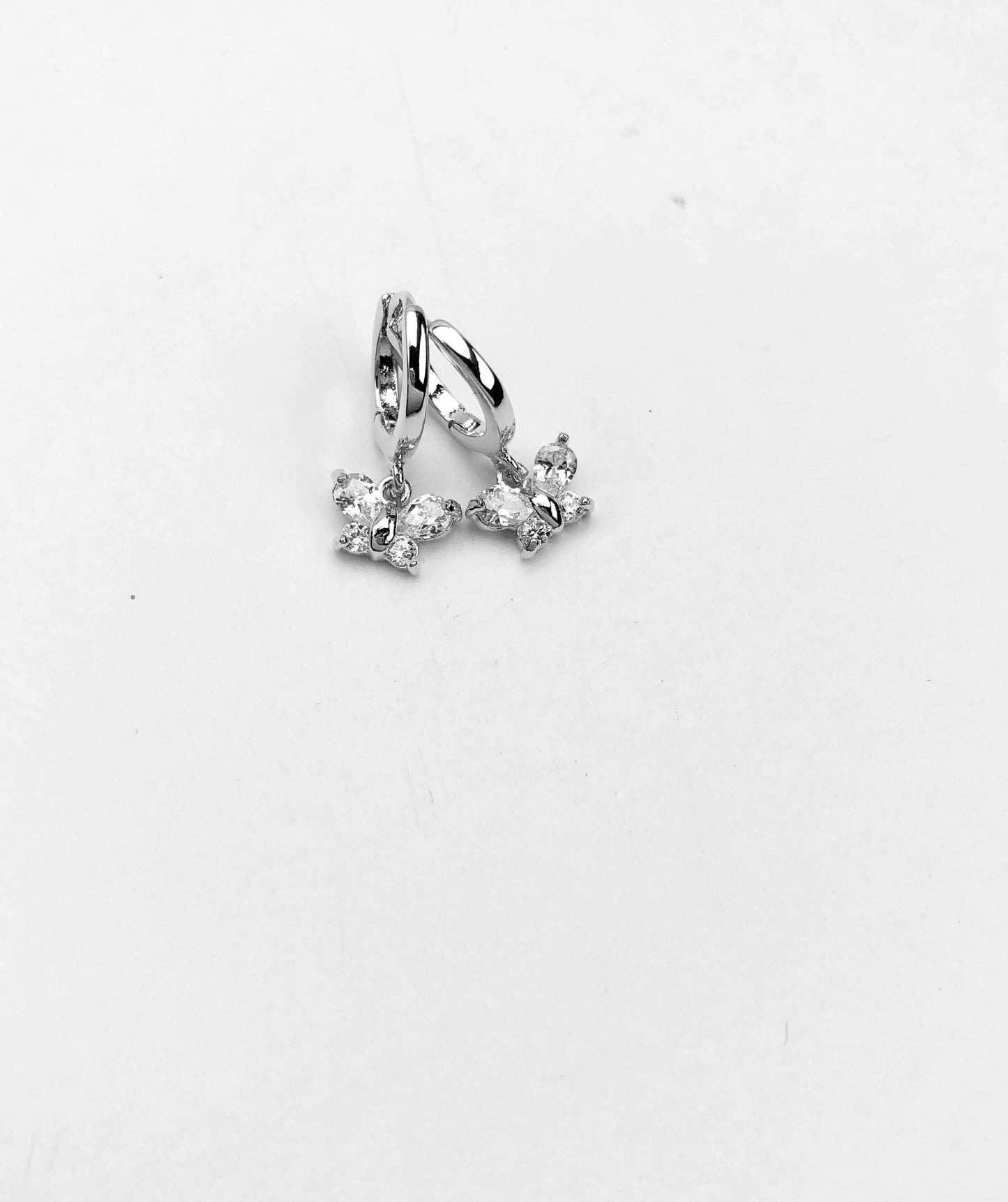 Butterfly huggie charm earrings