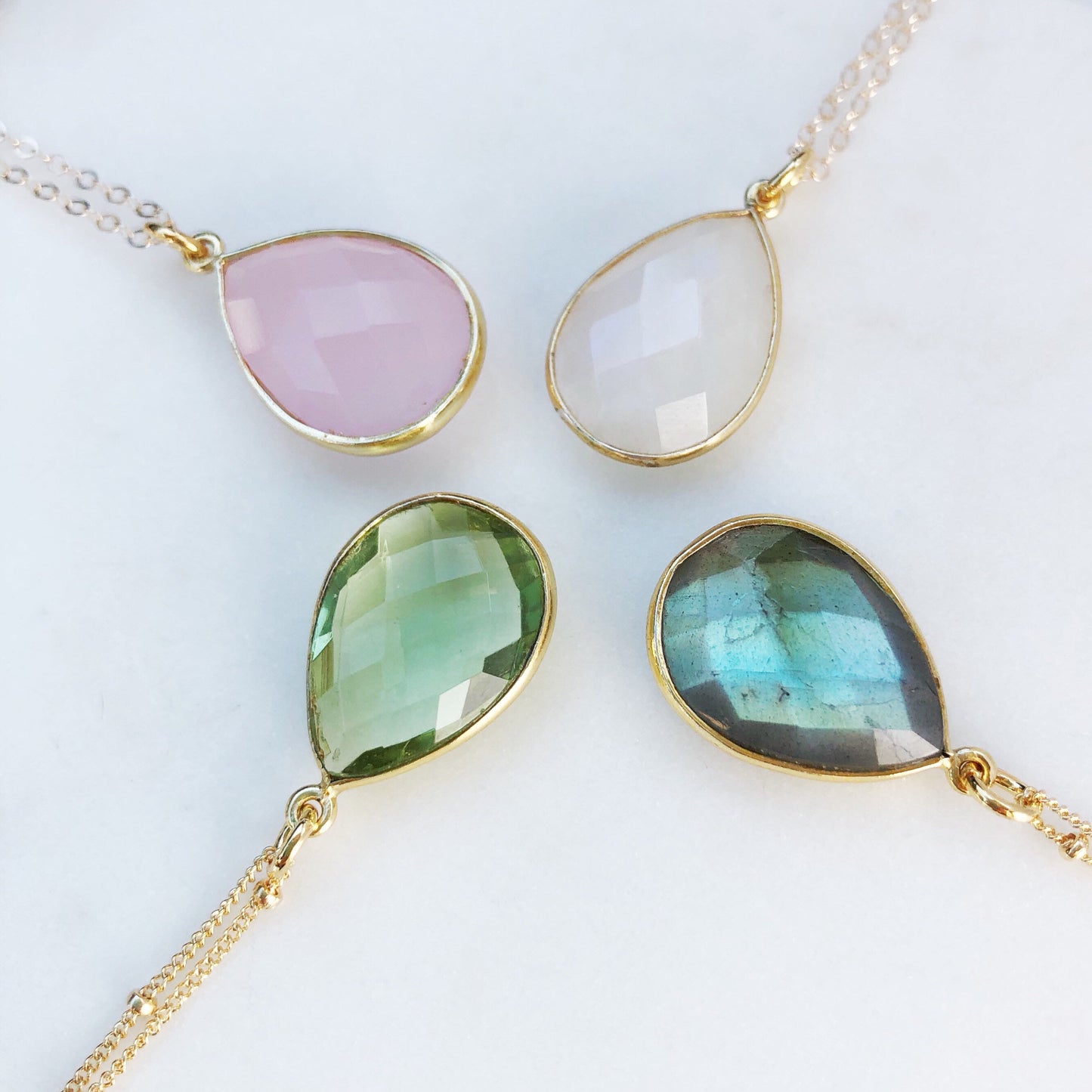 Gemstone Necklace With Initial