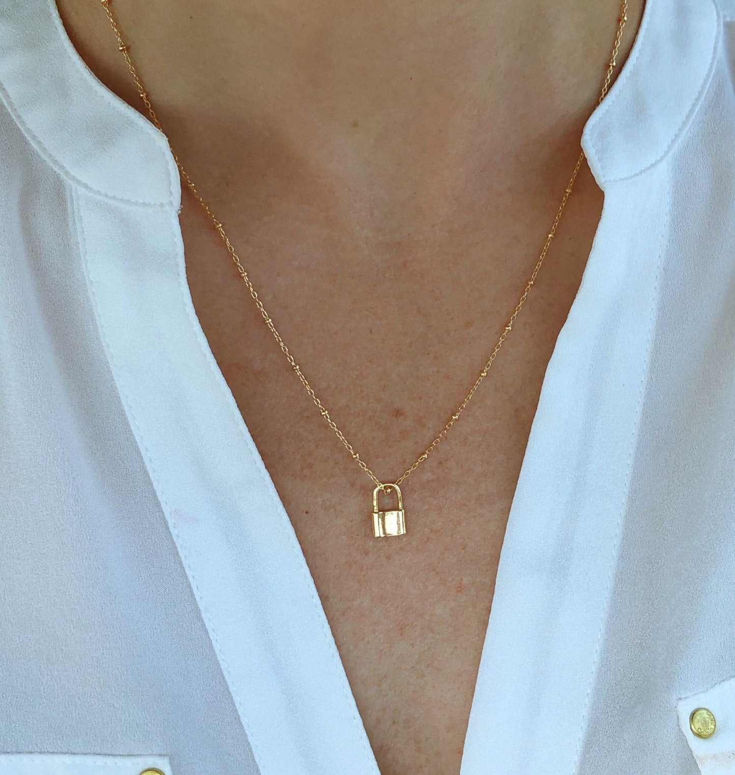 Lock Necklace in Gold or Silver