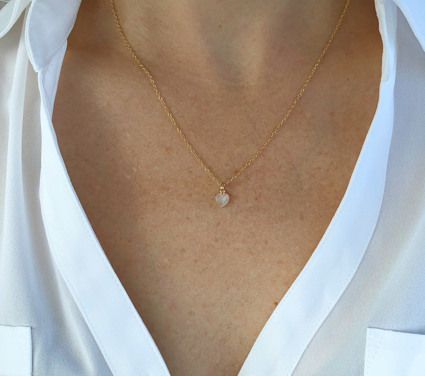 Rose Quartz Heart Necklace