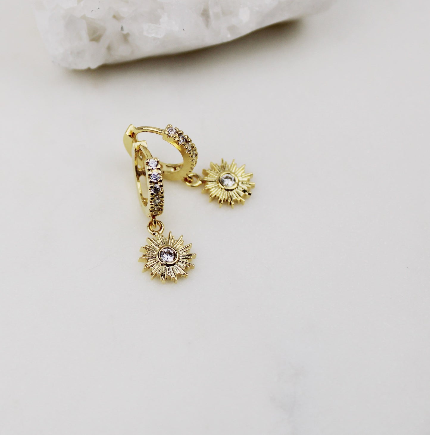 Cubic Zirconia Sun Earrings