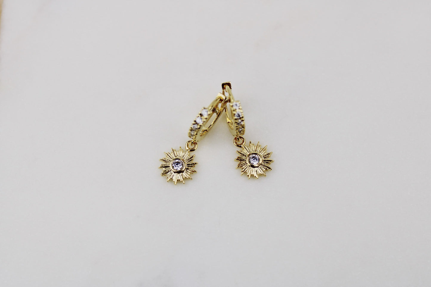 Cubic Zirconia Sun Earrings
