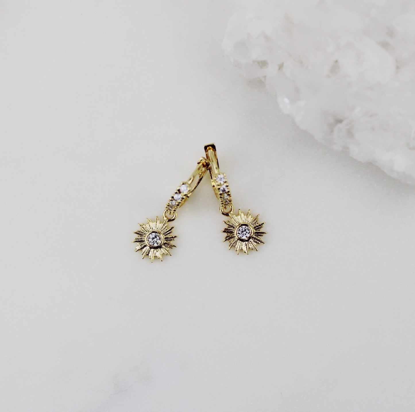 Cubic Zirconia Sun Earrings