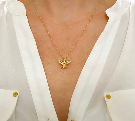 BEE NECKLACE, GOLD NECKLACE, GIFT FOR HER, NECKLACES FOR WOMEN, GOLD NECKLACE, DAINTY NECKLACE