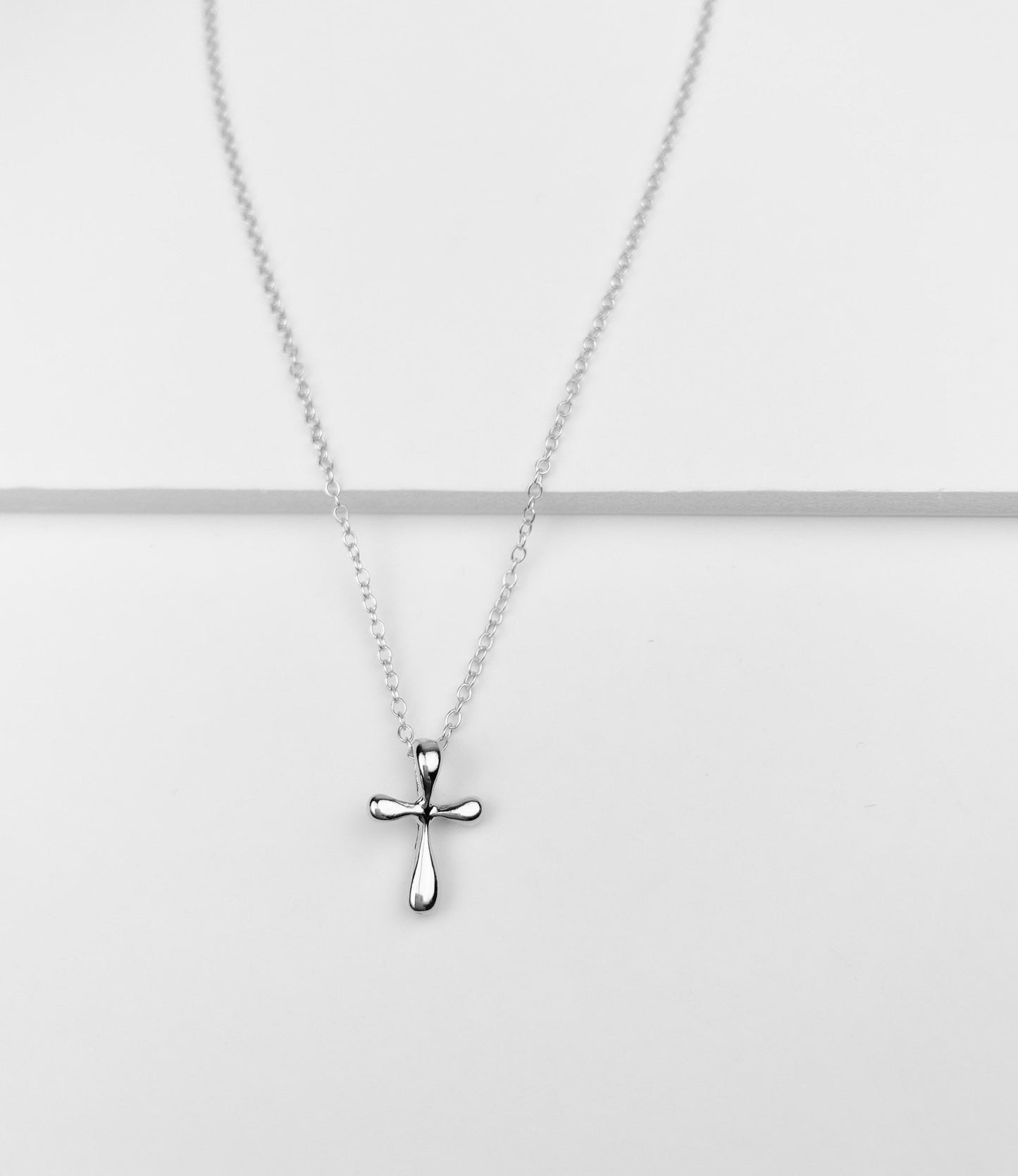 STERLING SILVER CROSS NECKLACE BUBBLE CROSS