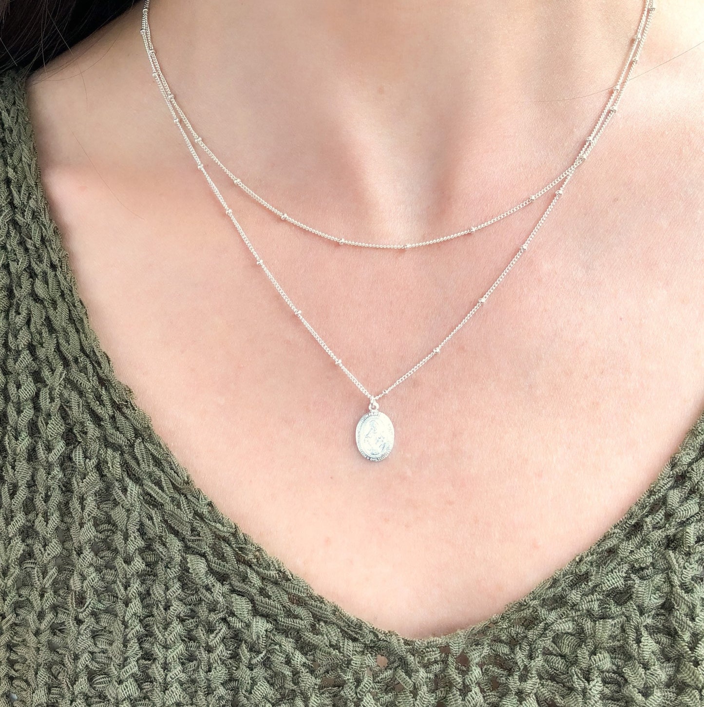 Sterling silver satellite neckace, Simple Necklace, dainty necklace, layering necklace, chain necklace, gold Filled necklace