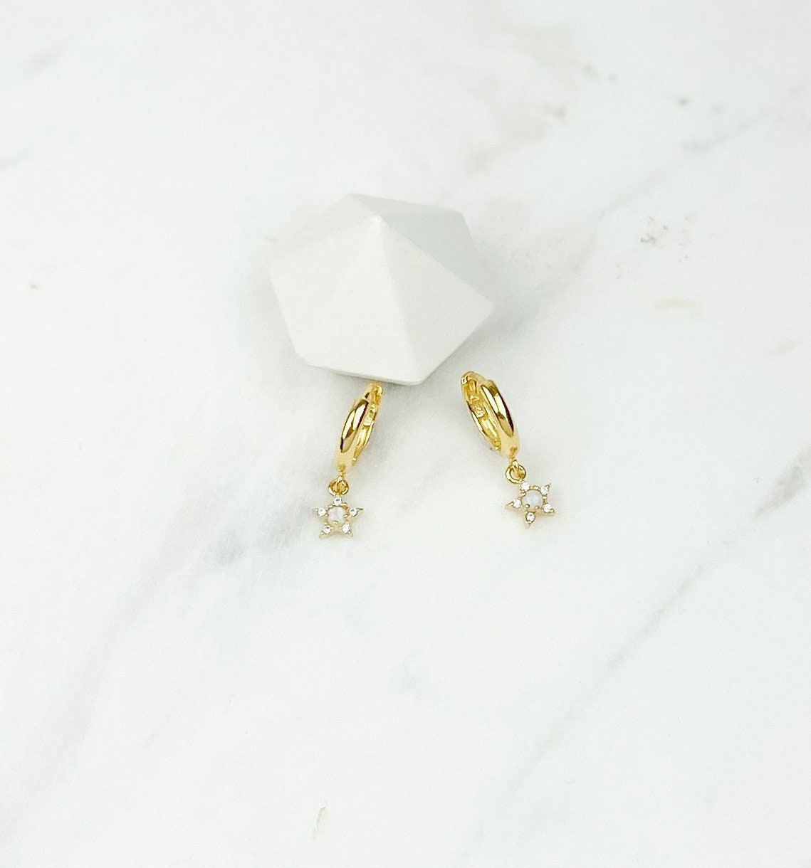 Opal earrings, star earrings, Dainty earrings, opal star earrings, opal huggie earrings, star earrings, birthday gifts for her