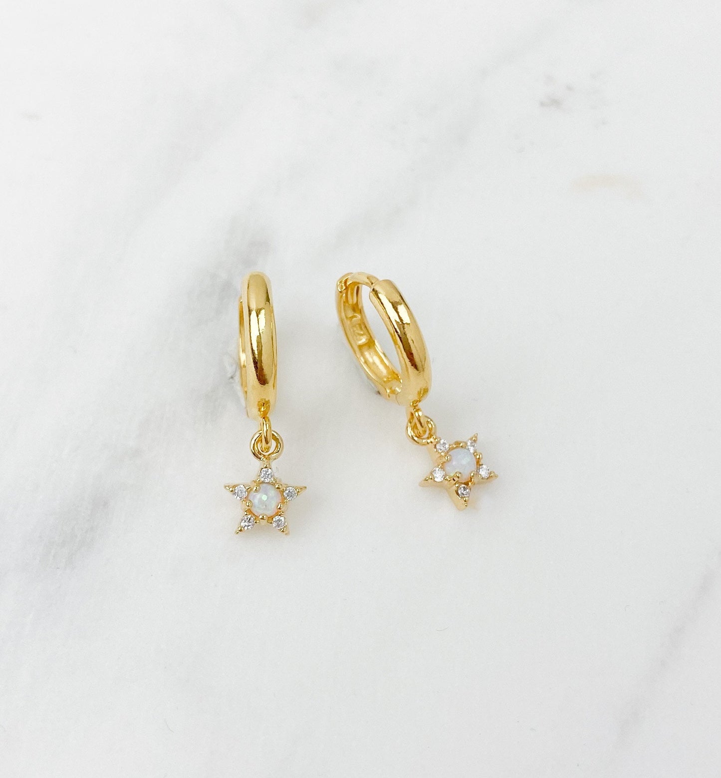 Opal earrings, star earrings, Dainty earrings, opal star earrings, opal huggie earrings, star earrings, birthday gifts for her