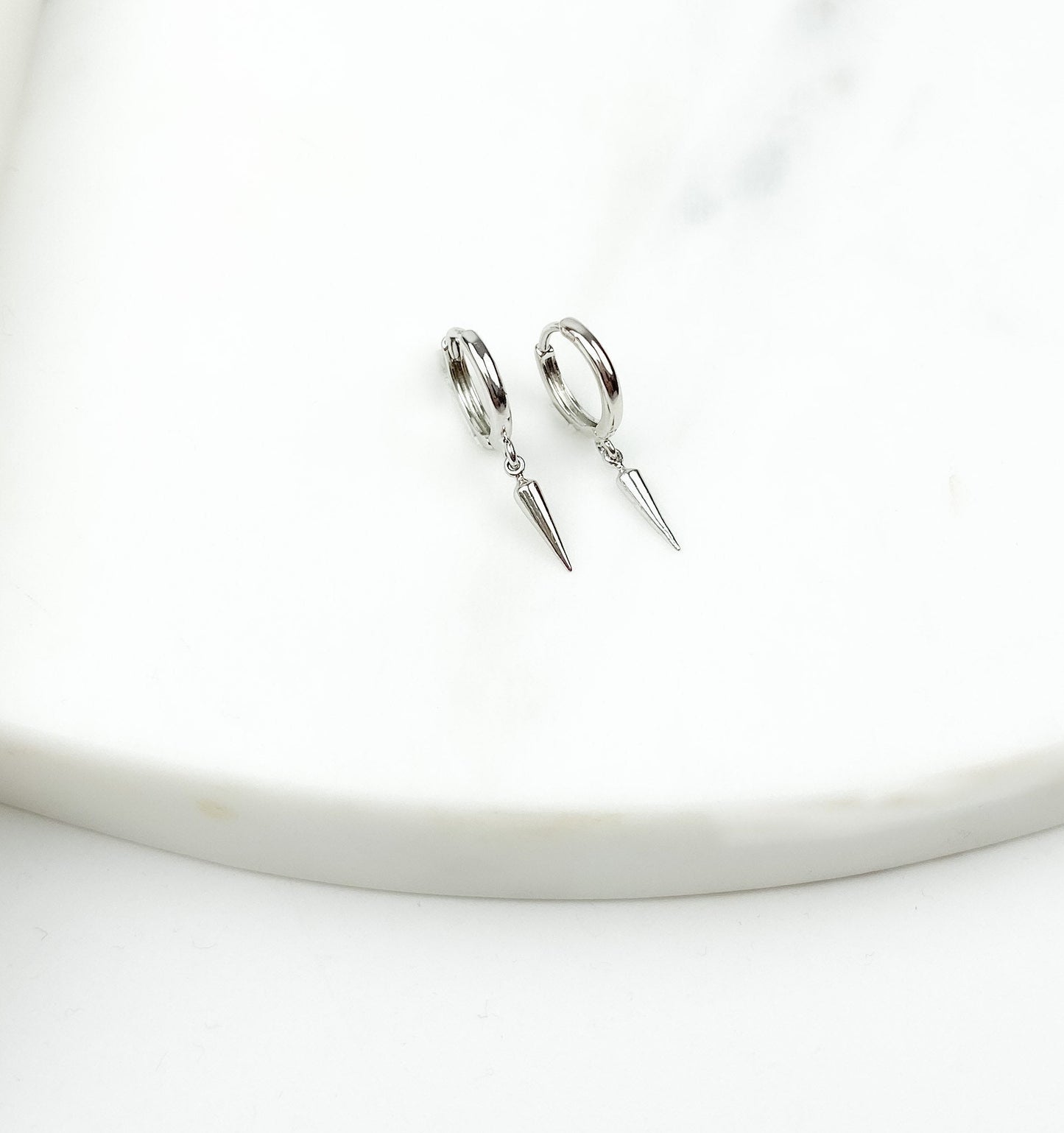 silver huggie earrings, tiny spike earrings, hoop earrings, birthday gifts for her, gifts for women, jewelry