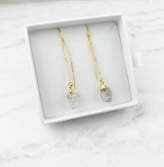 Herkimer Diamond Threader Earrings