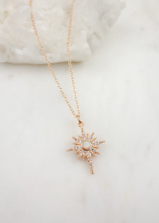 Rose gold opal star necklace