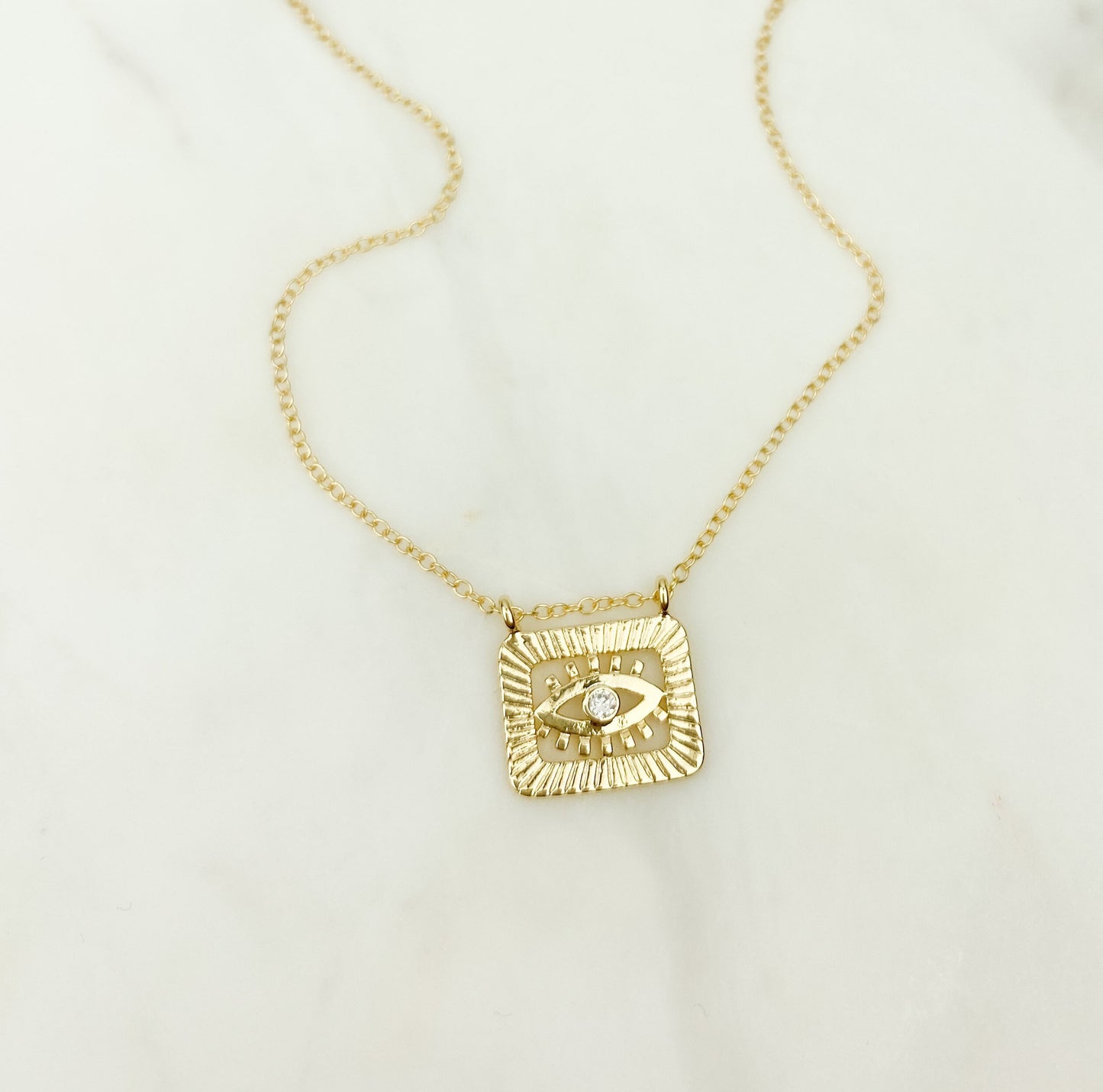 Evil eye necklace, pendant necklace, dainty jewelry, dainty necklace, gold necklace, necklaces for women, gifts for women, rectangle pendant