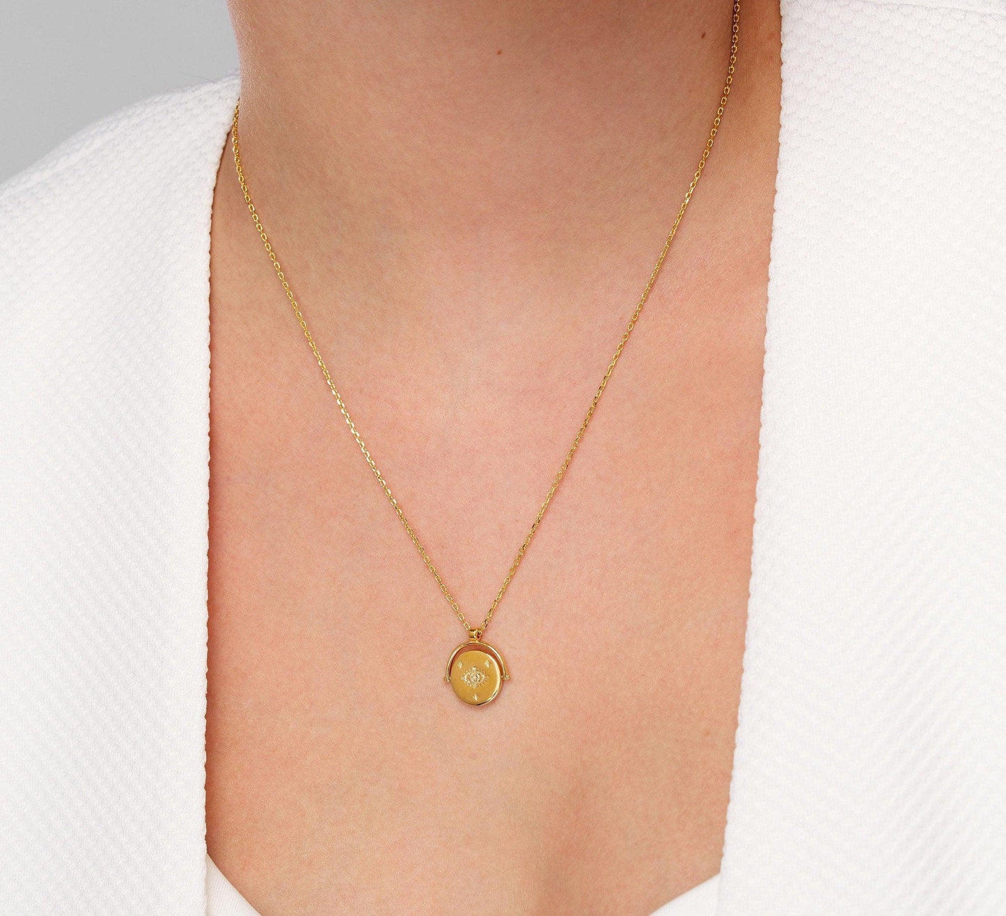 Evil Eye Necklace, dainty necklace, gold plated necklace, necklaces for women, gift for her, dainty jewelry, medallion necklace, jewelry