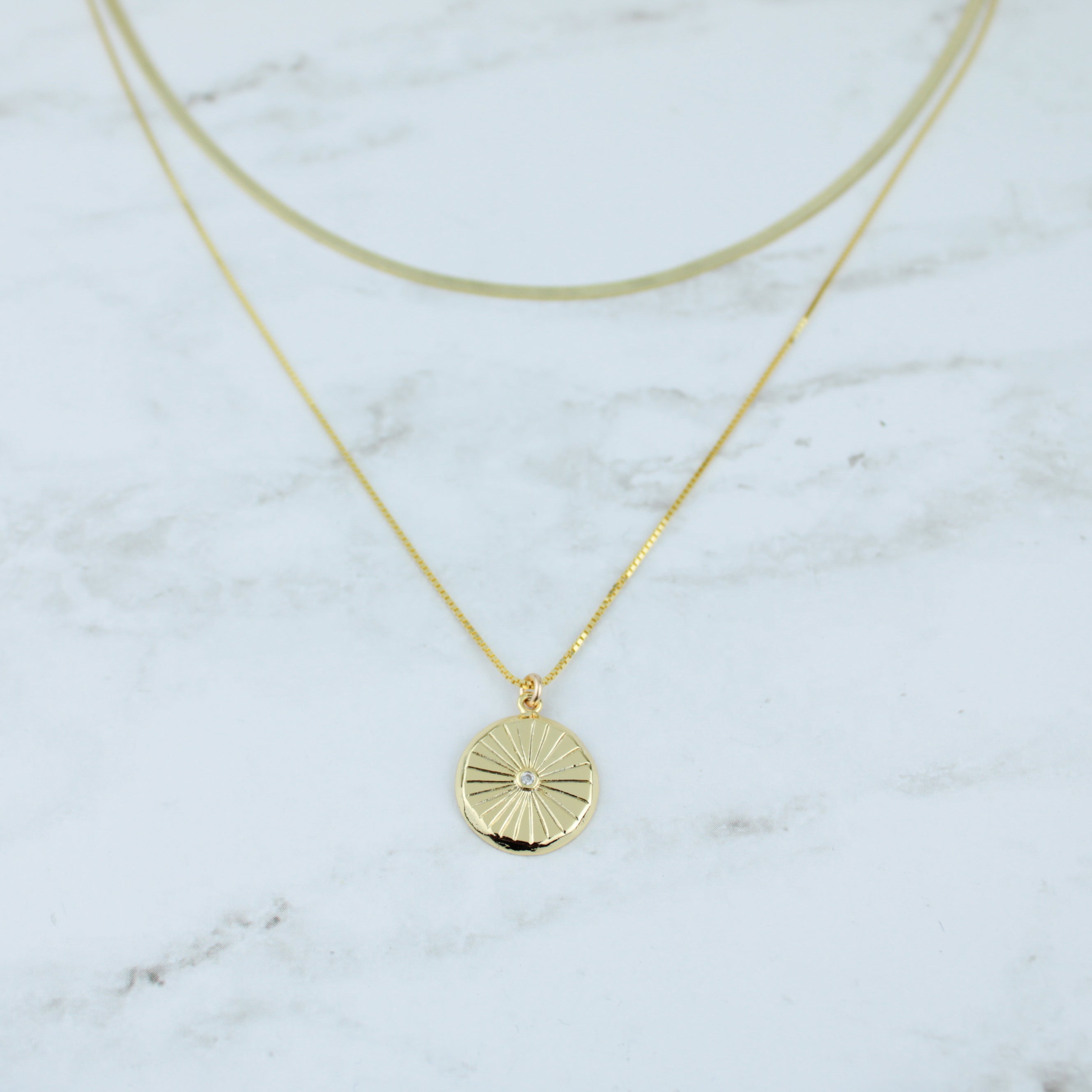 Gold Sunburst Pendant Necklace