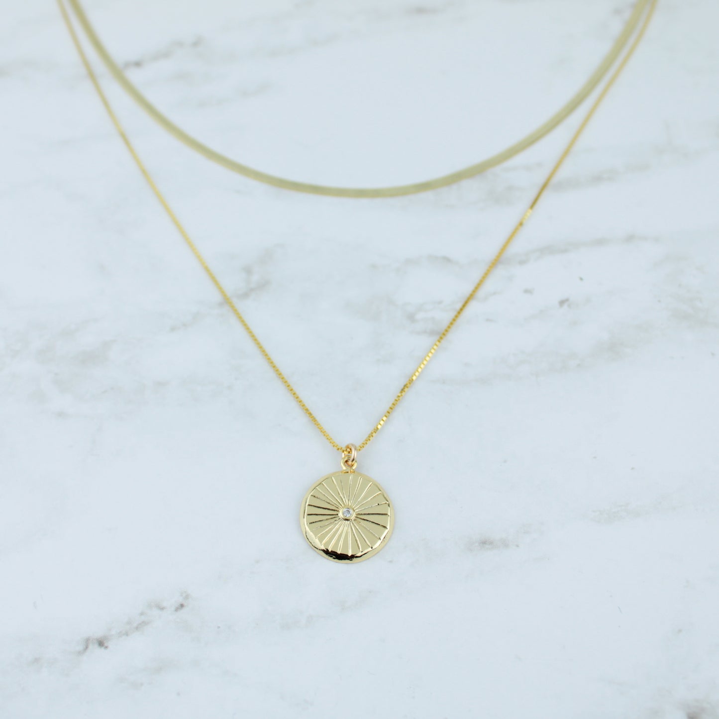 Gold Sunburst Pendant Necklace