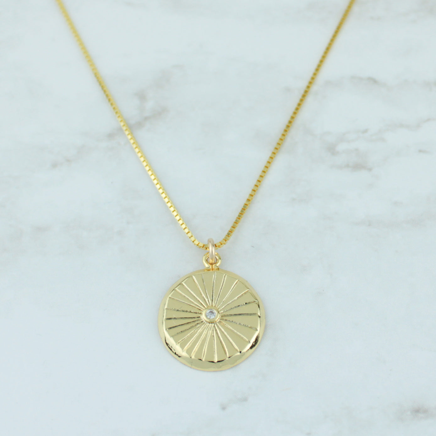 Gold Sunburst Pendant Necklace