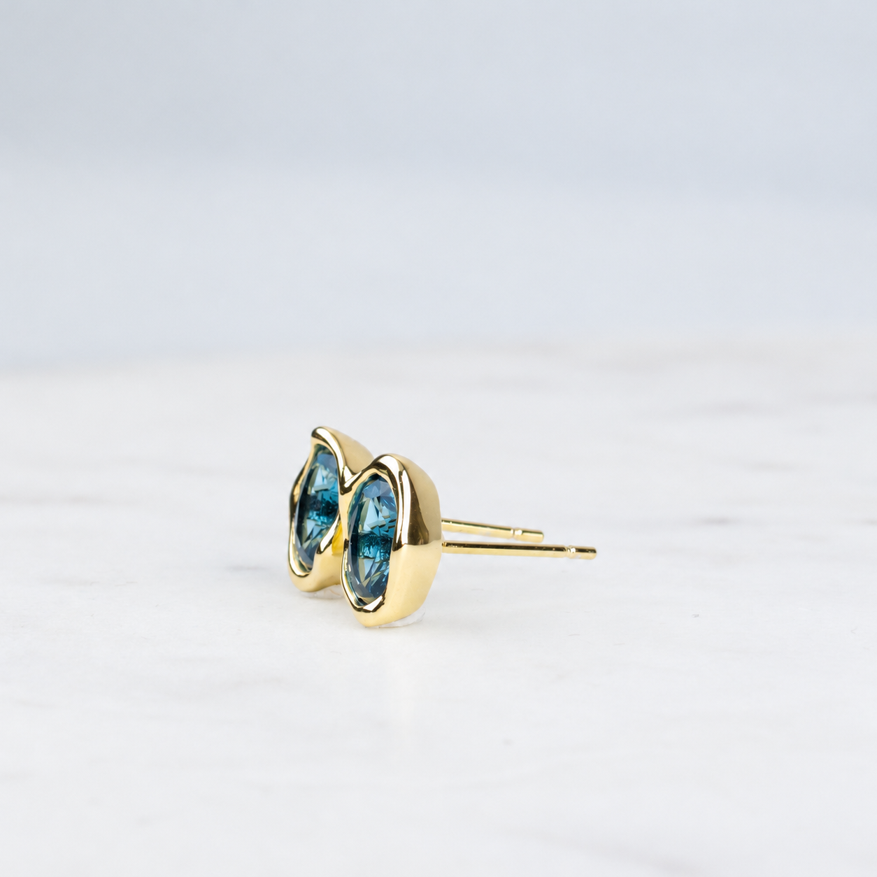 Organic Bezel Stud Earrings