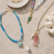 Pastel Beaded Fish Pendant Necklace