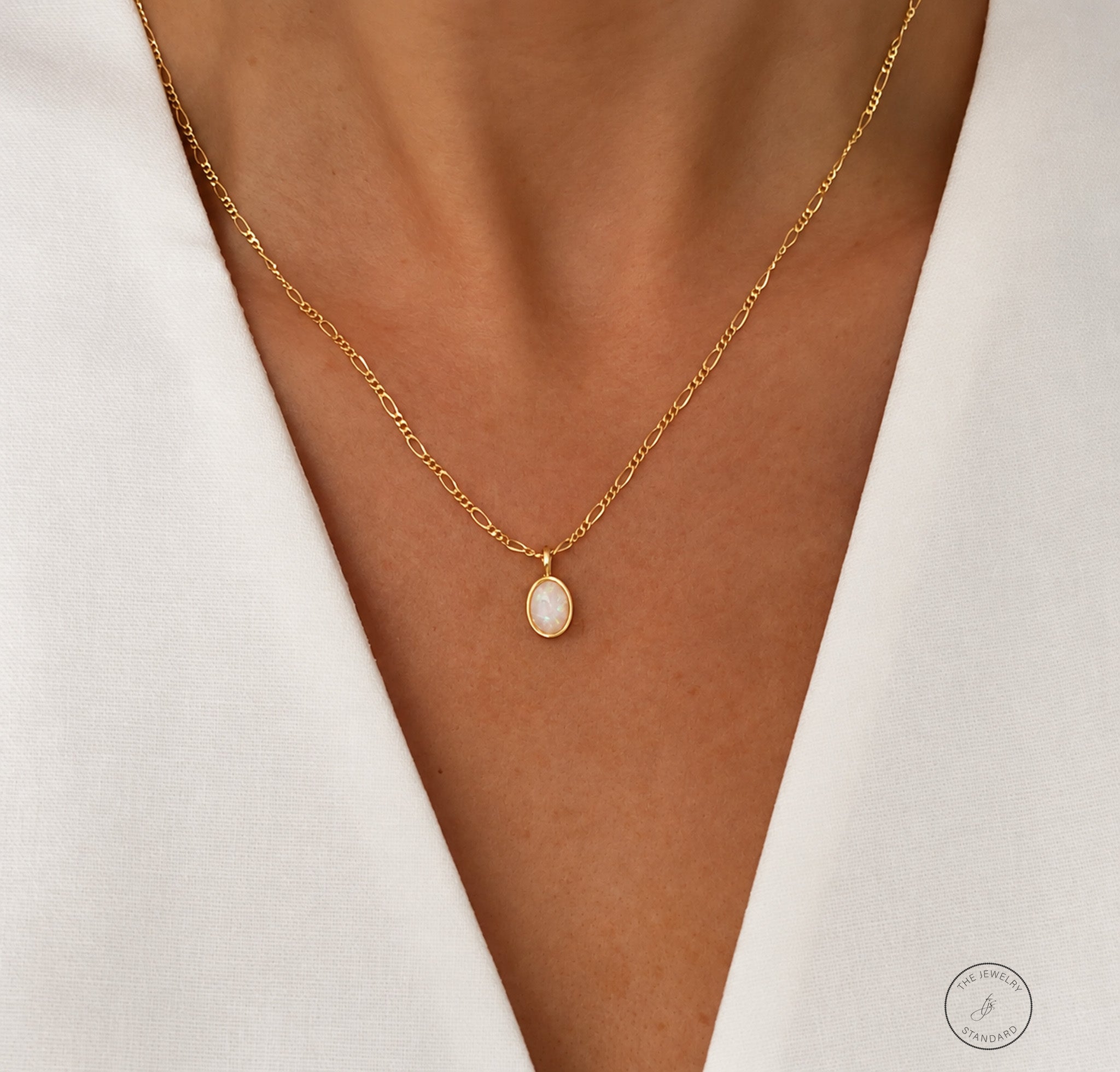 Oval Opal Pendant Necklace